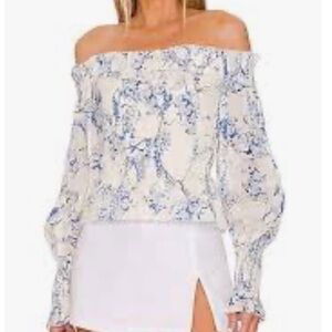 Allsaints Lara Buruberu
Silk-linen Blend Off-shoulder Top In‎ China